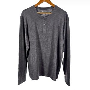 Vince Long Sleeve Henley Shirt Sphere Gray Men's Size L